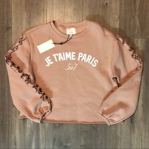 NWT Cinq a Sept Ruffle Sleeve Sweater Mauve Small